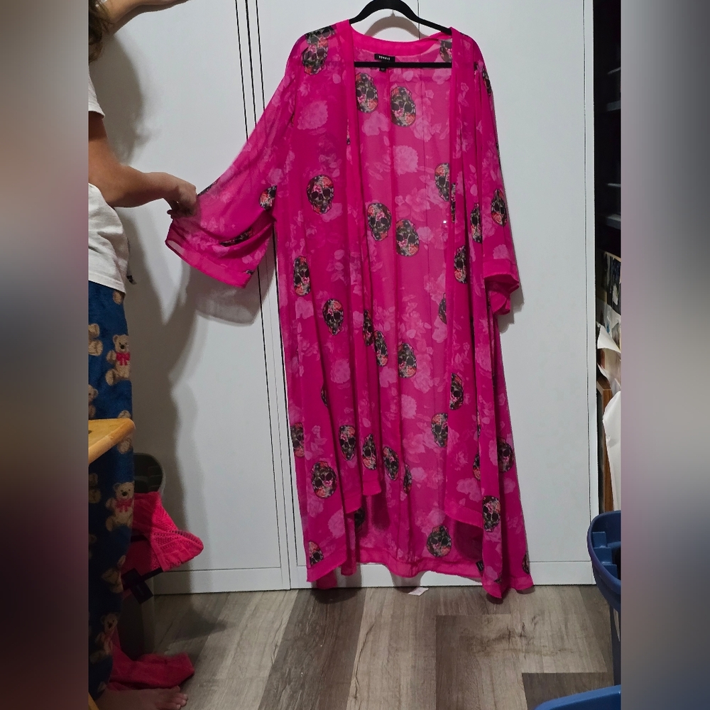 Torrid Hot Pink Skull Kimono, Plus Size 5